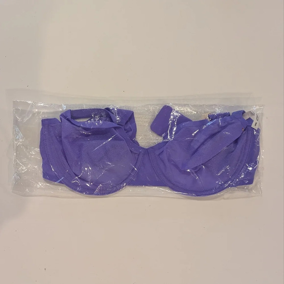 NWT Aerie Smoothez Mesh unlined balconette bra purple size 36D - Picture 2 of 6